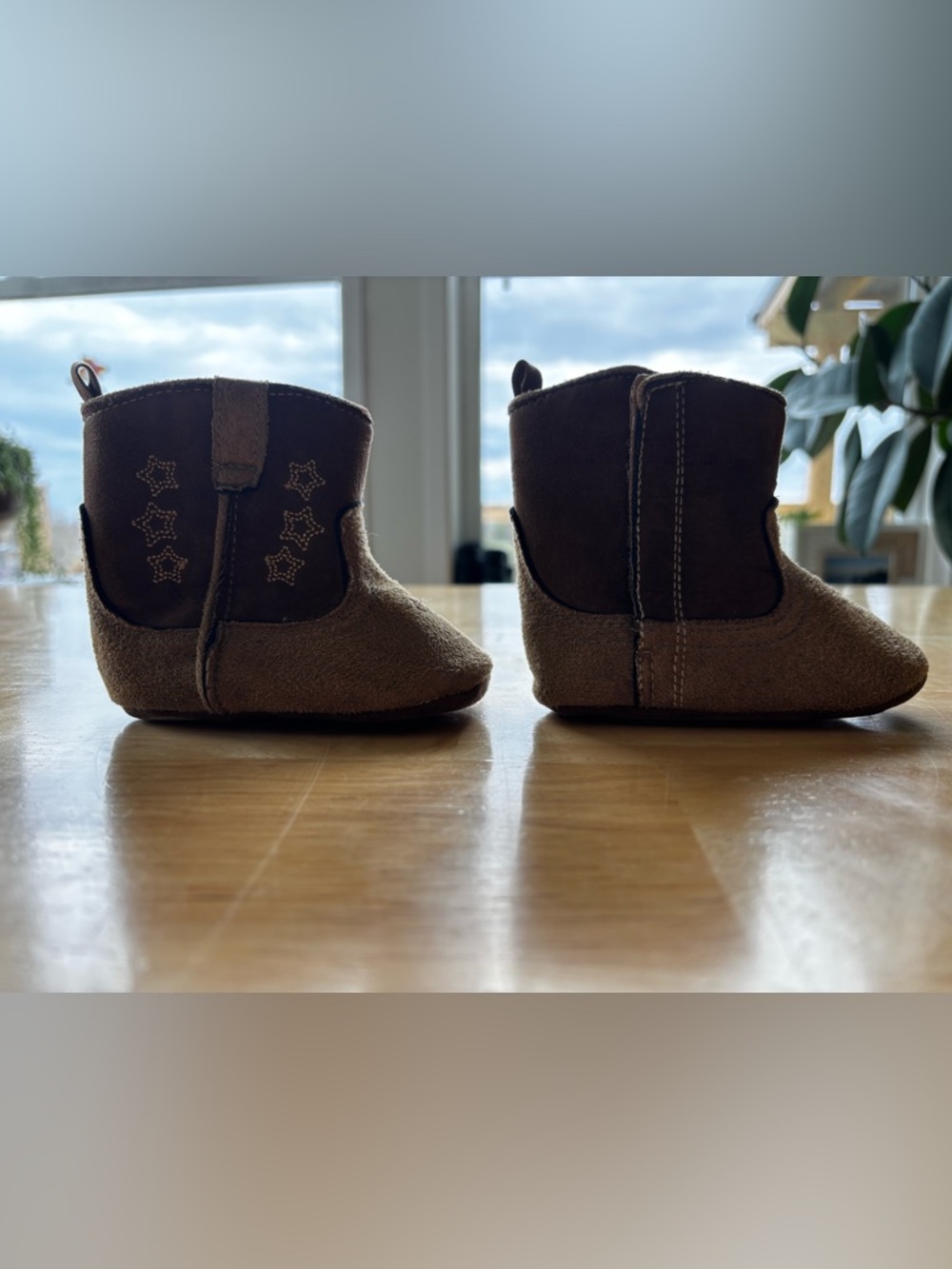 Rising Star Brown Suede-Look Baby Cowboy Booties